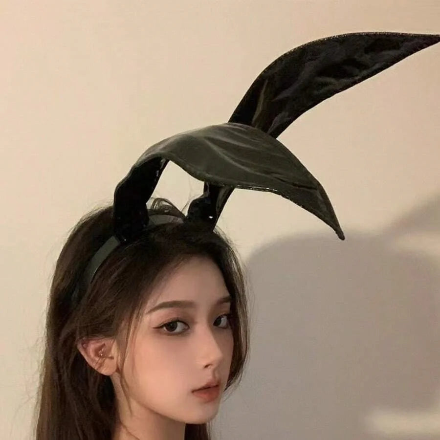 3colors Bunny Ears Headband Leather Rabbit Ear Hairband for Cosplay Halloween Party Hairstyling Accessories Christmas Photo Prop