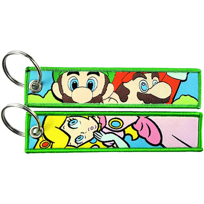 One Piece Anime Key Chains with Cute Jet Manga Embroidery Fashion Key Tag for Jewelry Accessory Key Ring Holder Gift Anime Fans