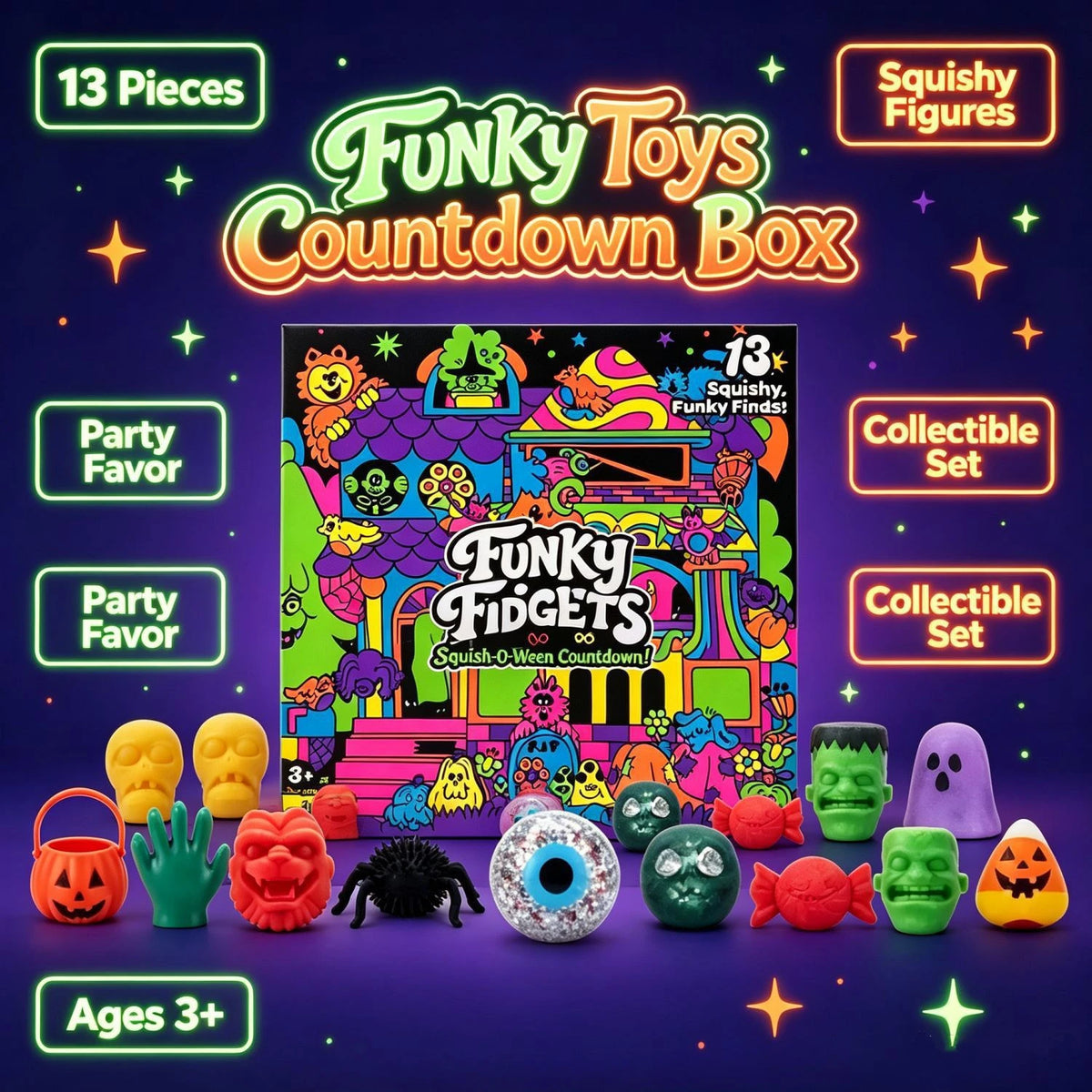 Halloween Party Advent Calendar 13 Days Spooky Squishy Slow Rise Stress Relief Countdown Gift Box Party Favors Advent Calender
