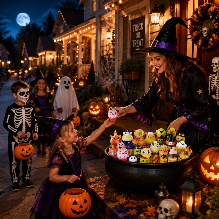 12-72Pcs Halloween Squishies Fidget Halloween Party Favors Stress Relief Non Candy Trick or Treat Spooky Gift Goody Bag Stuffers