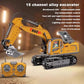 Alloy Remote Control Excavator Toy Car with Lights Sound Effect Electric Excavator Automobile Engineering Vehicle Children Gifts