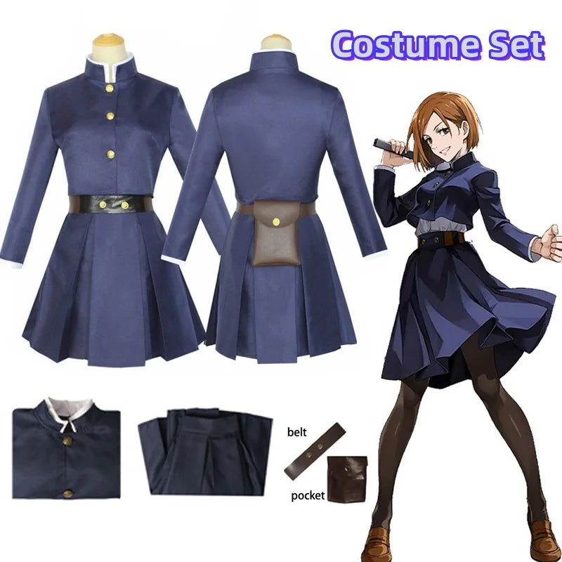 Anime Jujutsu Kaisen Cosplay Costume Kugisaki Nobara Tatoo Girls Women Dress Uniform Full Set