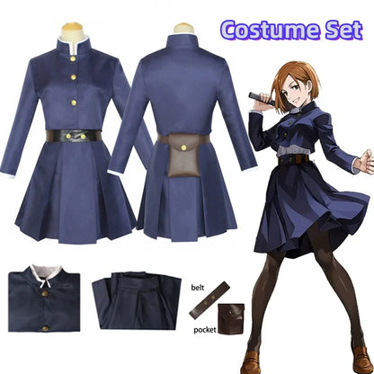 Anime Jujutsu Kaisen Cosplay Costume Kugisaki Nobara Tatoo Girls Women Dress Uniform Full Set