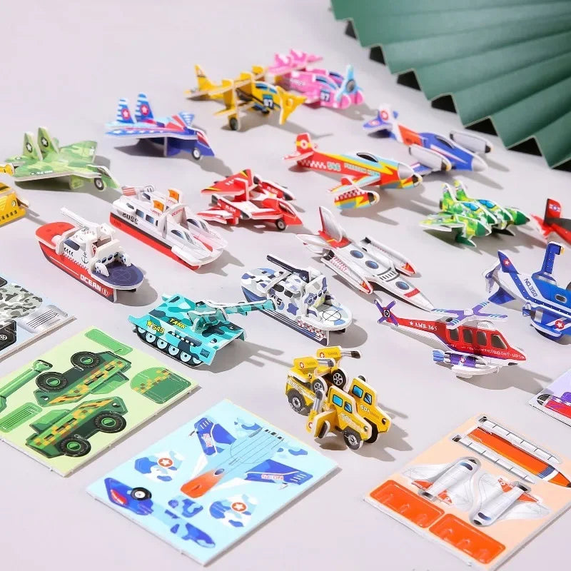 3D Animal Paper Puzzle Colorful DIY Paper Craft Kit Cute Animal Aircraft Tank Jigsaw Puzzle Toy Holiday Party Birthday Present
