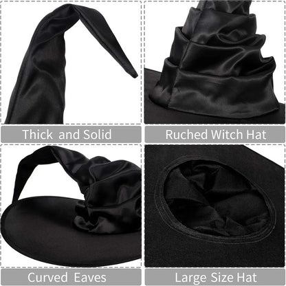 Halloween Folds Witch Wizard Black Hat Party Cosplay Costume Headgear Devil Cap Props Women Costume Accessory for Cosplay Party