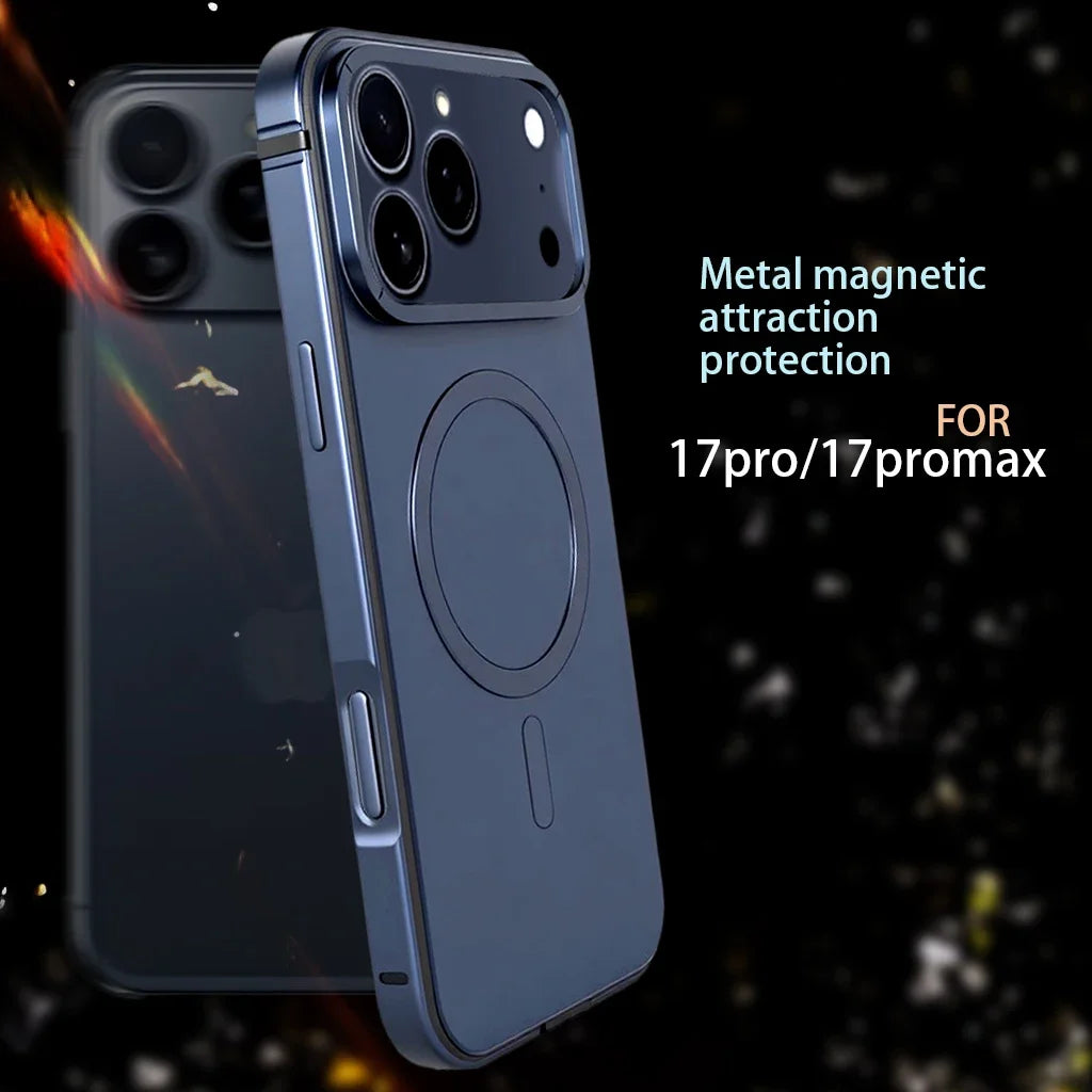 Magnetic Original Phone Case For iPhone 17 18 Pro Max 18Pro 16 15 Pro Max High End Metal Frame Anti Drop Protective Cover