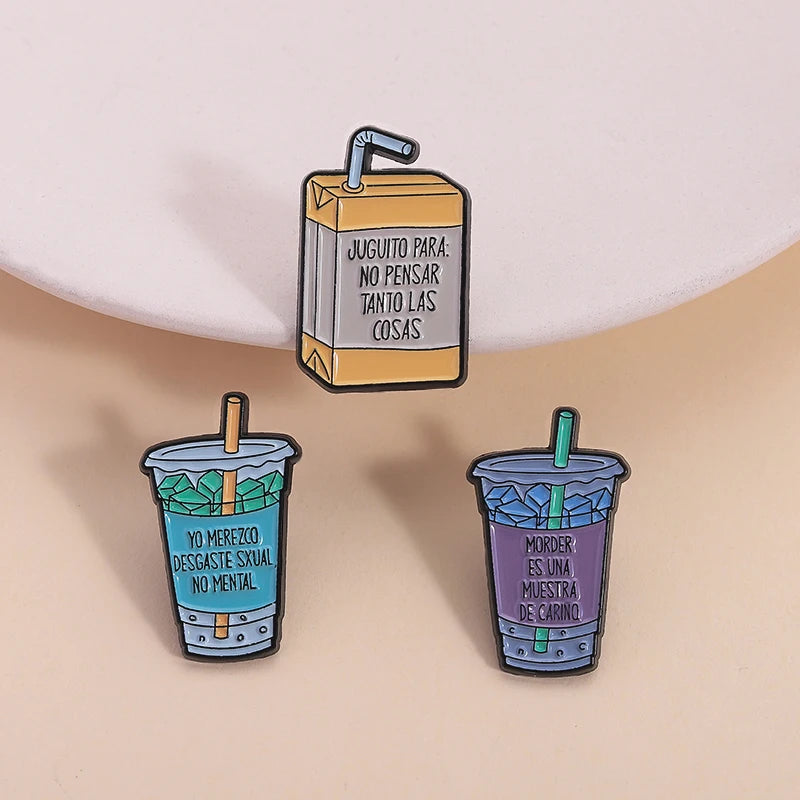 Cartoon Happiness Potion Enamel Pin Matcha Girlie Ghost Coffee Halloween Drink Crush Soda Juice Brooch Lapel Badge Jewelry Gifts
