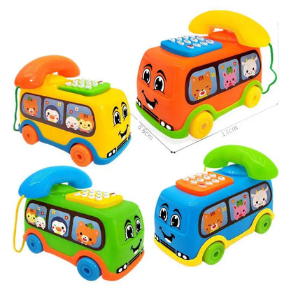 Kids's Telephone Bus Car Montessori Educational Toy for Toddlers over 1 Year Keyboard Intelligence Improvement Car Toys