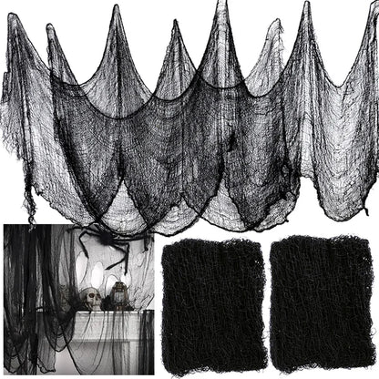 2/4m Horror Halloween Decoration Black Gauze Artificial Spider Web For Haunted House Halloween Party Home Decor Scary Scene Prop