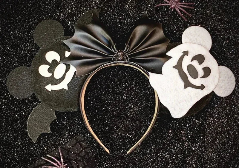 Disney Halloween Ear Headbands For Adults Kids Cosplay Bat Skeleton Maleficent Hairband Girls Ghost Women Party Hair Accessories