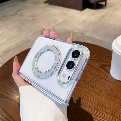 Bicolor 360 Rotating Magnetic Kickstand Case for iPhone Ultra 18 Fold Wide Metal Lens Shockproof Central Axis Protection Cover