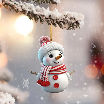 5pcs, Acrylic Snowman Ornaments, 2D Christmas Tree Hanging Decorations, Seasonal Decor for Christmas, Halloween, Thanksgiving