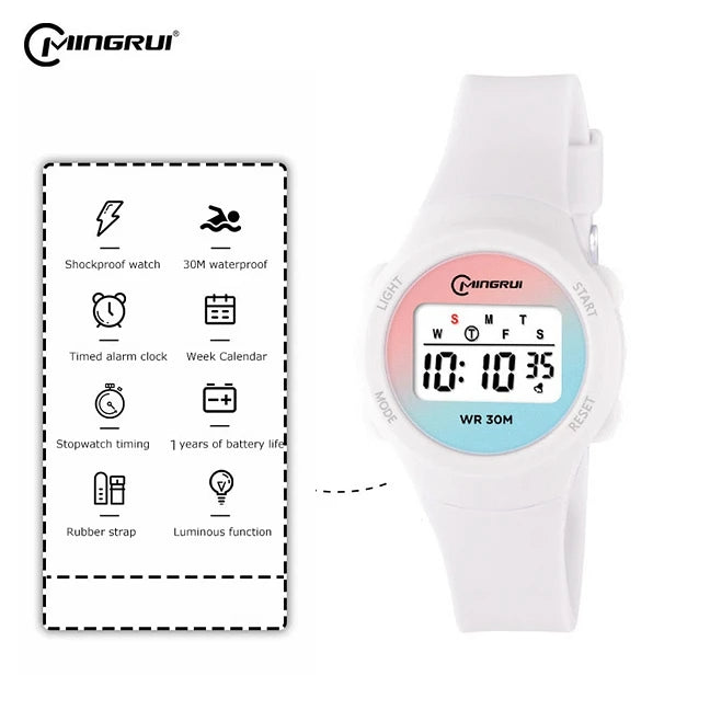Kids Sport Watches Alarm Stopwatch Children Digital Watch For Boys Girls 30M Waterproof Pink Student Electronic Wristwatch