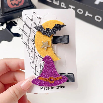 European Style Halloween Hair Clips Creative Pumpkin Ghost Bat Barrettes Themed Party Accessories Unisex