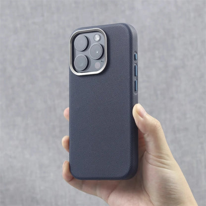 Luxury Alloy Lens Frame Particle PU Leather Magnetic Case For iPhone 18 17 16 Pro Max 15 14 13 For Magsafe Wireless Charge Cover