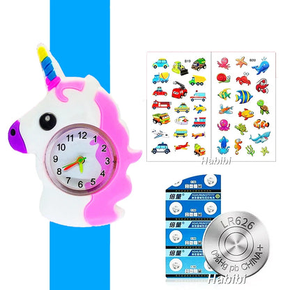 Boys Girls Watches Baby Kindergarten Party Gift Children Study time Toy Wristwatches Slap Bracelet Clock Cartoon Kids Watches