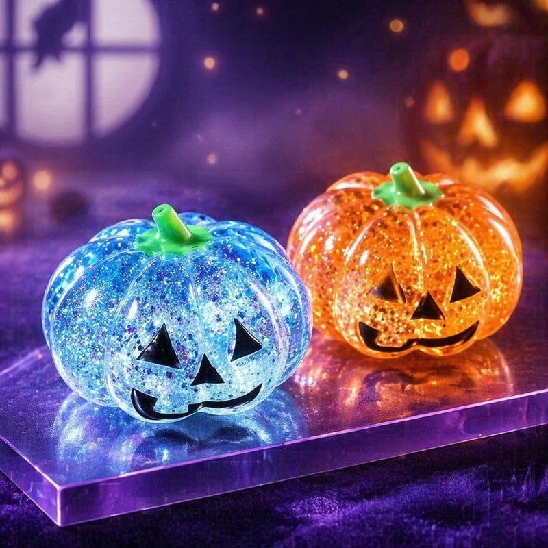 2026 Halloween Maltose Squishy Sequins Glitter Pumpkin Squeeze Balls Anti-stress Slow Rebound Pinch Toy Halloween Party Favors