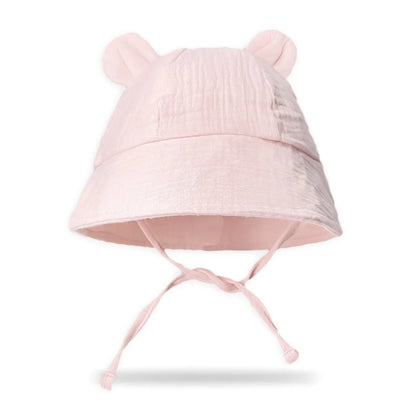 INS Summer Baby Solid Color Gauze Basin Hat New Rabbit Ear Fisherman Hat for Kids Sun Hat