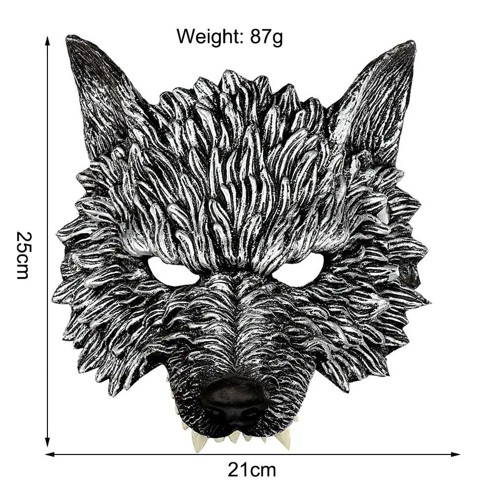 3D Realistic Werewolf Mask Soft PU Foam Wolf Head Mask Mysterious Halloween Cosplay Animal Mask Costume Prop Party Decoration