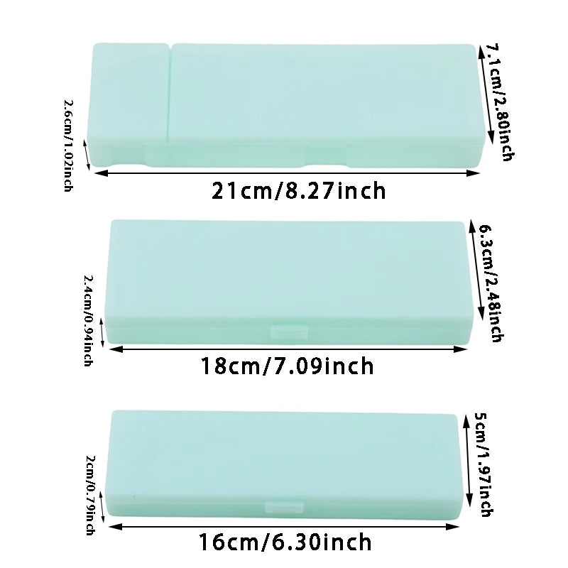Pencil Cases School Office Simple Matte Transparent Plastic Box Frosted Pink Green White Pens Storage Stationery Supplies