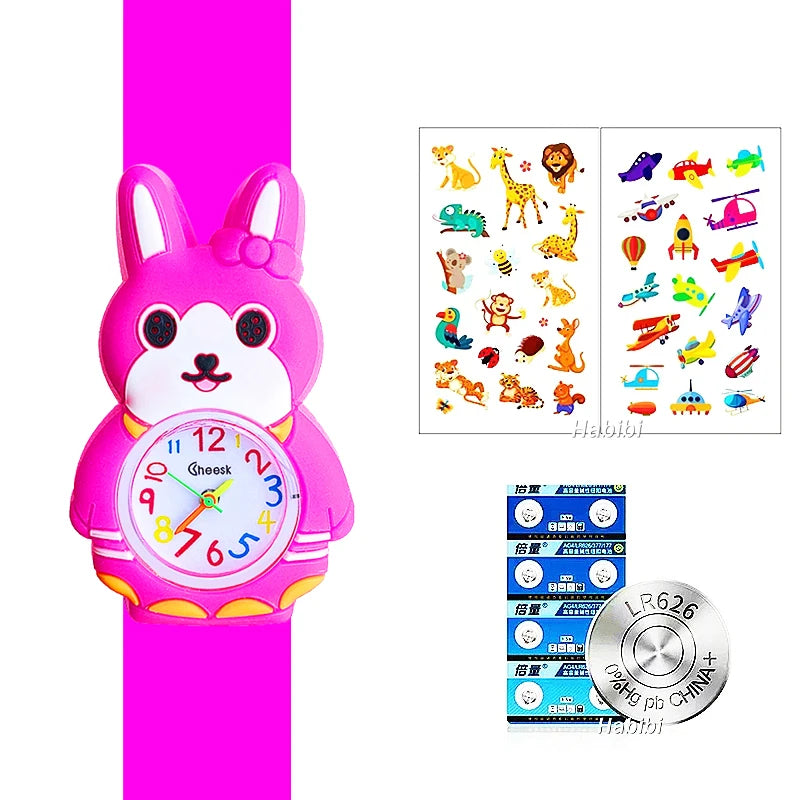 Boys Girls Watches Baby Kindergarten Party Gift Children Study time Toy Wristwatches Slap Bracelet Clock Cartoon Kids Watches