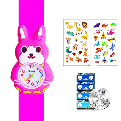 Boys Girls Watches Baby Kindergarten Party Gift Children Study time Toy Wristwatches Slap Bracelet Clock Cartoon Kids Watches