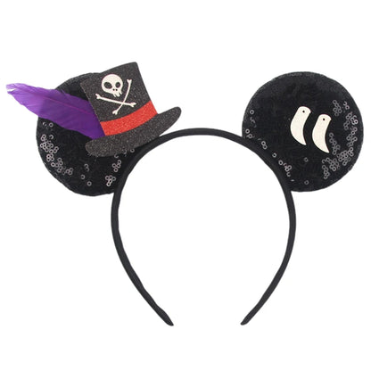 2026Latest Mickey Minnie Ear Headband Sequin Bows For Girl Adult Kids Halloween Party Cosplay Hair Accessories Princess Hairband