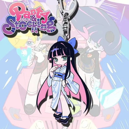 Fashion Panty & Stocking with Garterbelt Anime KeyChain Men Key Chain for WomenKawaii Figure Acrylic Keyring Pendant Gifts