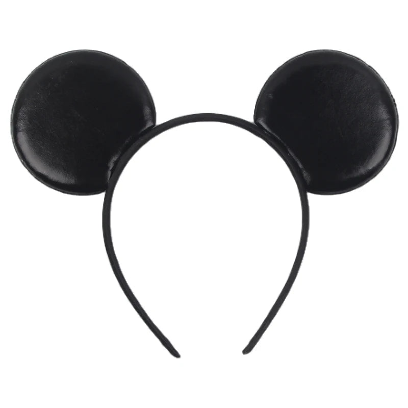 1pc Mickey Mouse Ear Hair Hoop Pu Leather Sequins Butterfly Knot Personalized Rivet Holiday Party Wear Halloween Headband