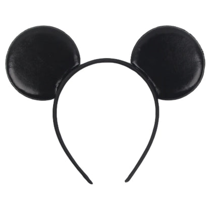 1pc Mickey Mouse Ear Hair Hoop Pu Leather Sequins Butterfly Knot Personalized Rivet Holiday Party Wear Halloween Headband