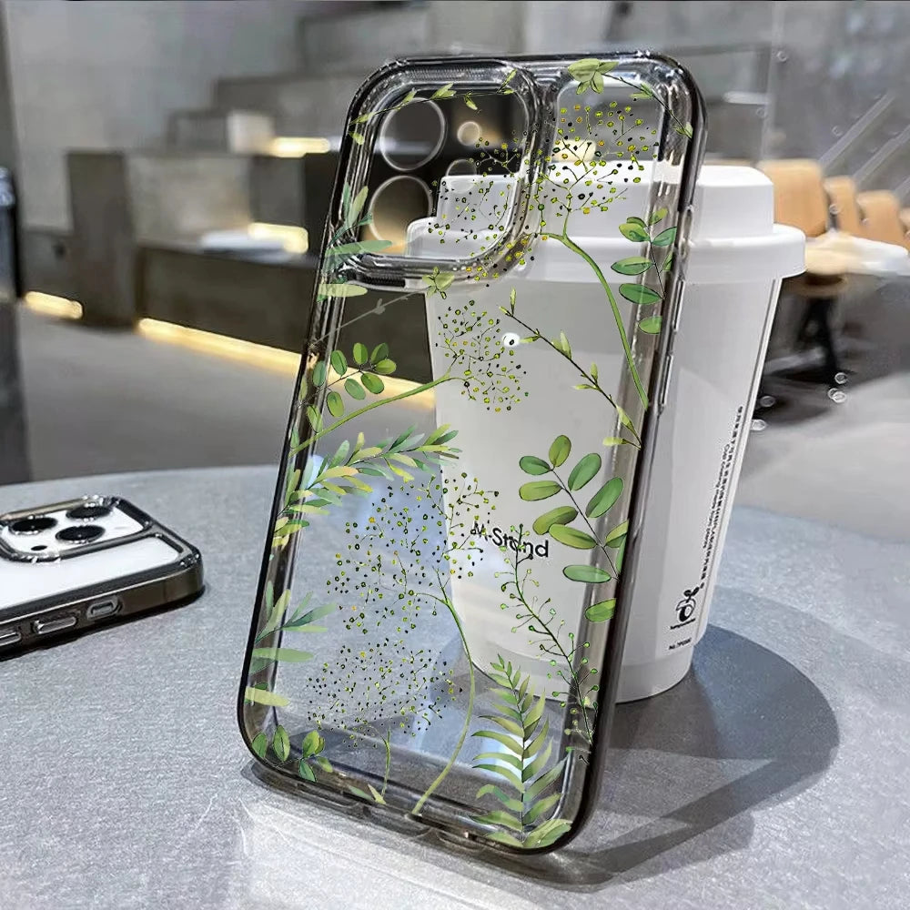 Flower Phone Case For iPhone 17 16 18 Pro Max 13 14 12 11 15 Pro Max 16e Air 7 Plus SE Shockproof Transparent Cover Soft Funda