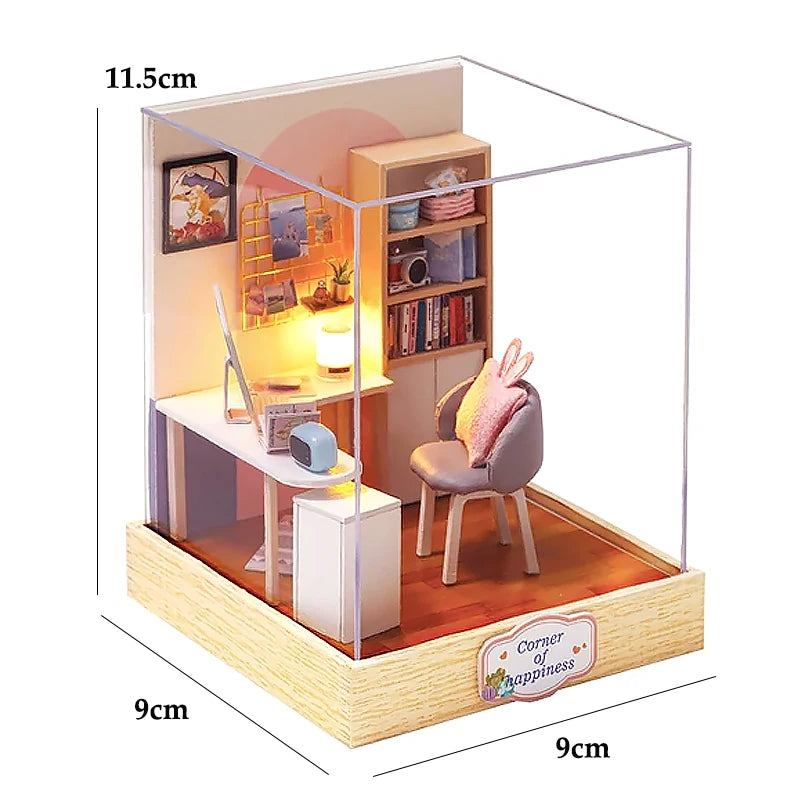 Mini Doll House DIY Small House Kit Handmade 3D Puzzle Assembly Model Building Room Bedroom Decoration Wooden Craft BirthdayGift