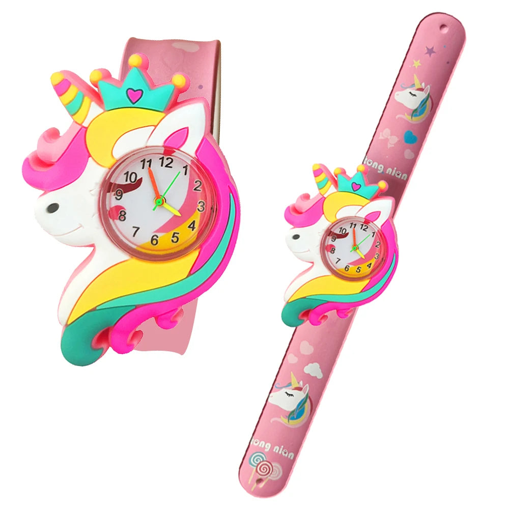 Cartoon Printed Strap Children's Watch Colorful Silicone Baby Birthday Gift Kids Study Time Toy Girls Boys Watch Clock Bracelet