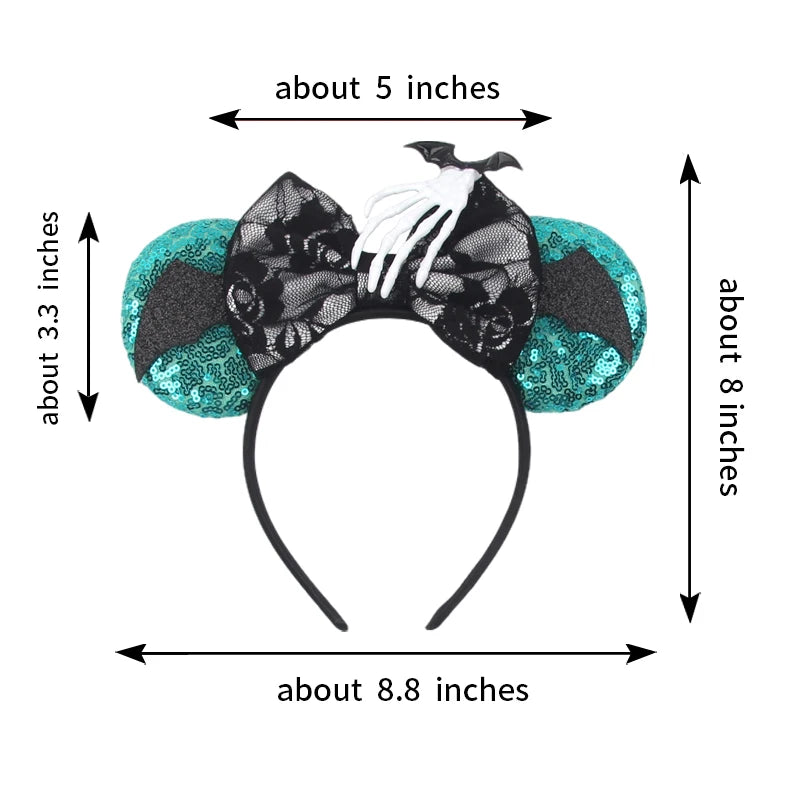 2024 Halloween Mouse Ears Headband Sequins Bow Hairband For Women Featival Party DIY Hair Accessories Boutique