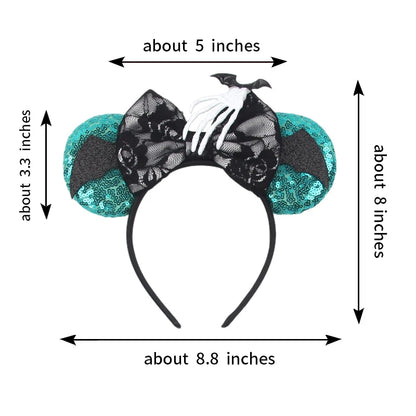 2024 Halloween Mouse Ears Headband Sequins Bow Hairband For Women Featival Party DIY Hair Accessories Boutique