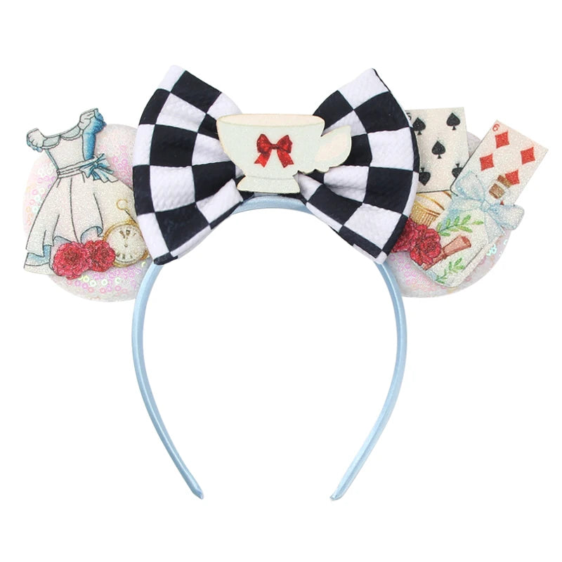 2023 Mouse Ears Headband For Kids Adult Halloween Spider Sequins Bow Hairband Festival Party Cospaly DIY Hair Accessories