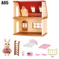 Simulation Kitchen Forest Family Small House Double Three- Story Villa Reindeer  Animal Model Girl Dollhouse Furniture Toy Gifts