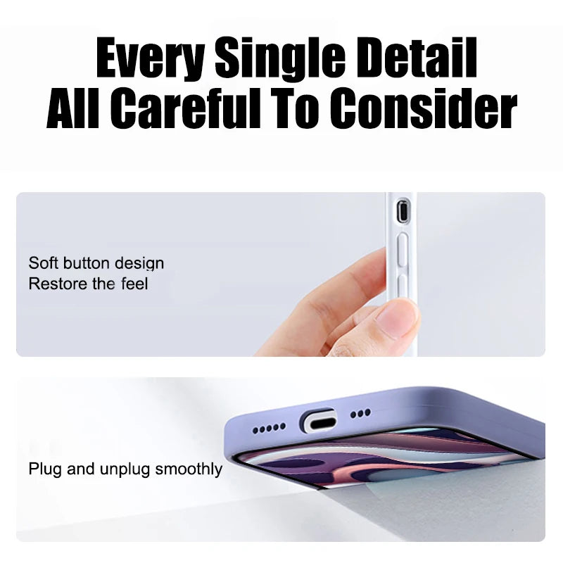 Original Liquid Silicone Phone Case For APPLE iPhone 11 13 12 14 15 16 Pro Max Plus 16E Cases Shockproof Protective Back Cover