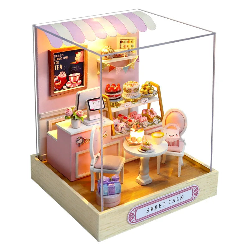 DIY Miniature Dollhouse Kit Assemble Puzzle 3D Wooden House Room Craft With Furniture LED Lights For Friends Birthday Gift Toys