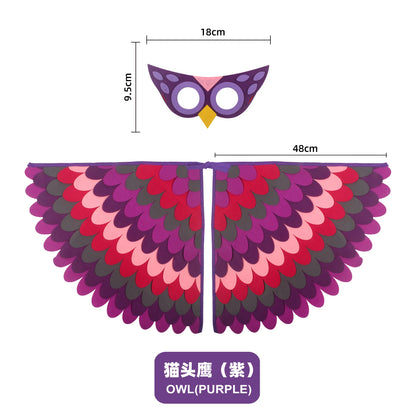 Animal Bird Wings+Mask Suit Stage Performance Peacock Owl Parrot Bird Felt Cape Halloween Bird Funny Party Cosplay Cloak