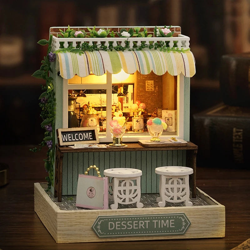 Wooden Doll House 3D Puzzle Assembly Building Model Kit Production Small Room Toys Home Bedroom Decoration With Furniture Light