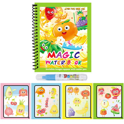 1pc Reusable Kids Magic Water Drawing Books with Pen Repeated Coloring Book Magic Water Drawing Book Sensory Early Education Toy