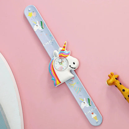 Cartoon Printed Strap Children's Watch Colorful Silicone Baby Birthday Gift Kids Study Time Toy Girls Boys Watch Clock Bracelet