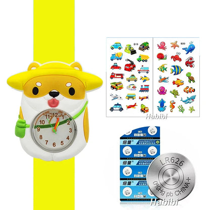 Boys Girls Watches Baby Kindergarten Party Gift Children Study Time Toy Wristwatches Slap Bracelet Clock Cartoon Kids Watches 22