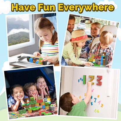 Magnetic Building Blocks Toys with Portable Iron Box STEM Educational Magnet Toys For Kids Boys Girls Gifts