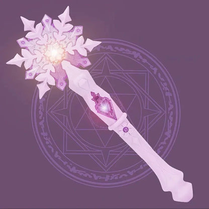 Princess Snow Wand Toy Fairy Girls Glowing Wands Christmas Halloween Children Toys Snowflake Light Sound Sticks Kid Cosplay