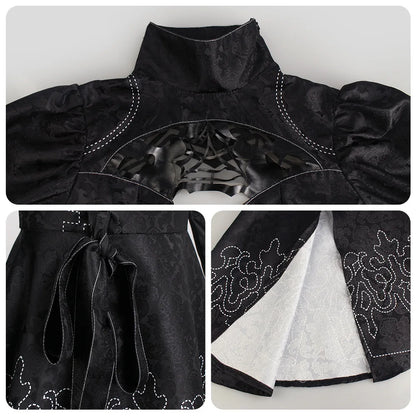 Big Size Yorha 2B Cosplay Costume Black Leotard Dress 2B Full Set Halloween Shojou Magical Girl Outfits Wig Gloves Eyemask Socks