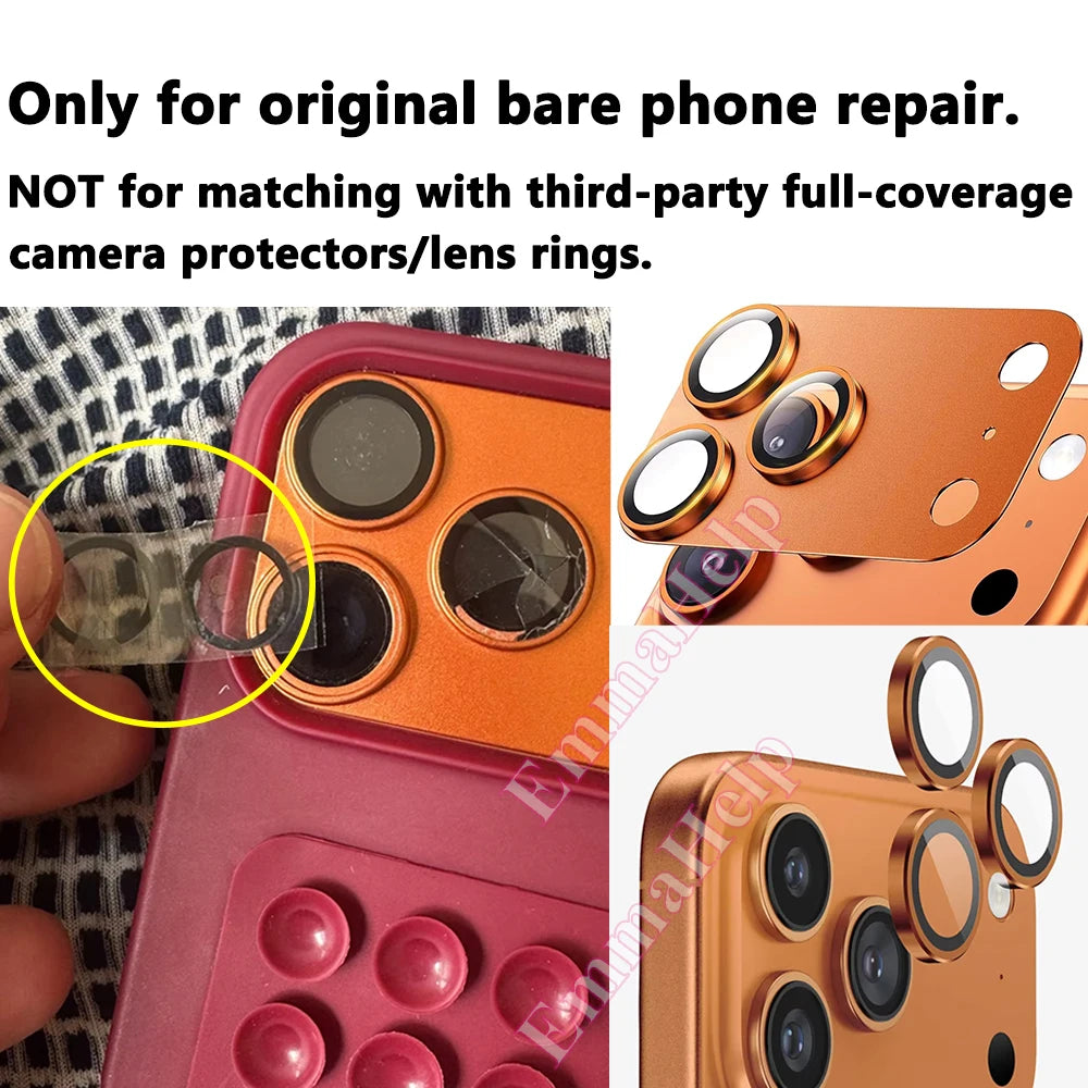 5pcs A+ Back Camera Glass for iPhone 15 Pro Max 14 13 Mini 12 11 XS Rear Camera Glass Lens Cover Holder Parts