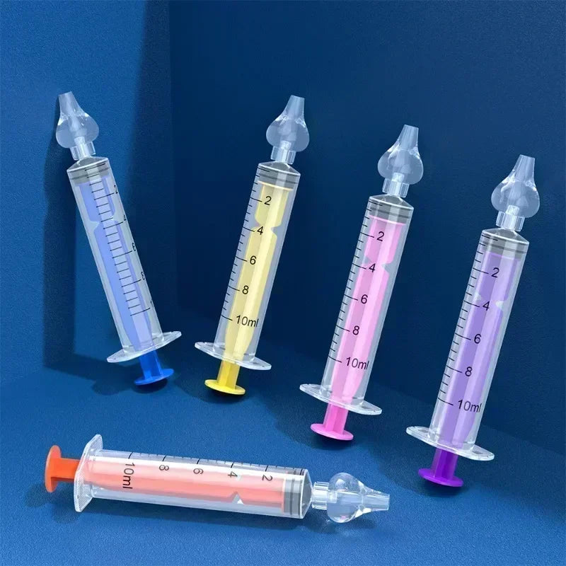 10ml Baby Nose Cleaner with Silicone Nasal Suction Tips Syringe Nasal Irrigator Portable Needle Tube Nasal Washer for Infants