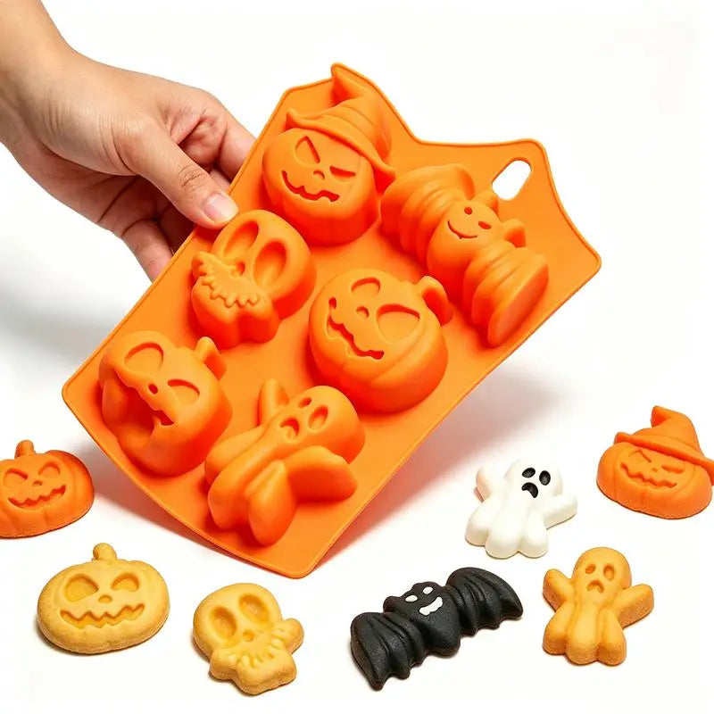Silicone Mold for Cake Biscuits Candy Pumpkin Ghost Halloween Decor Skull Bat Spider Trick Or Treat Halloween Party Supplies